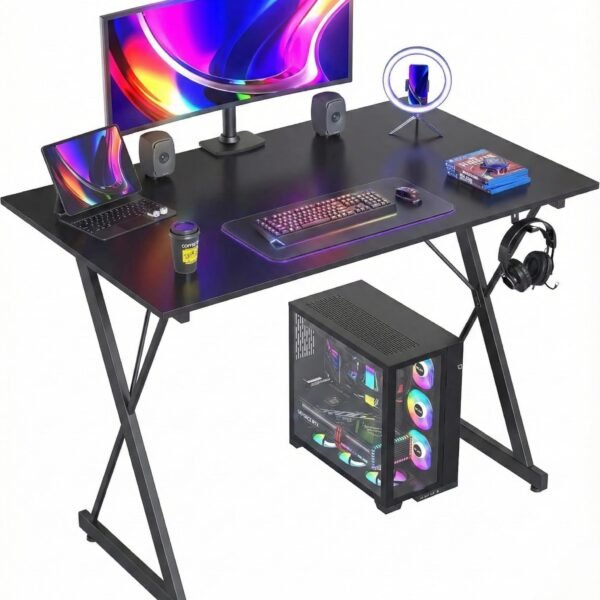 DESKIZIA Geming Computer Desk | Modern Study & Office Table | Workstation Desk | Durable Build | Desktop Table | Ideal for Home, Office & Students | Black | 120×60×75 cm