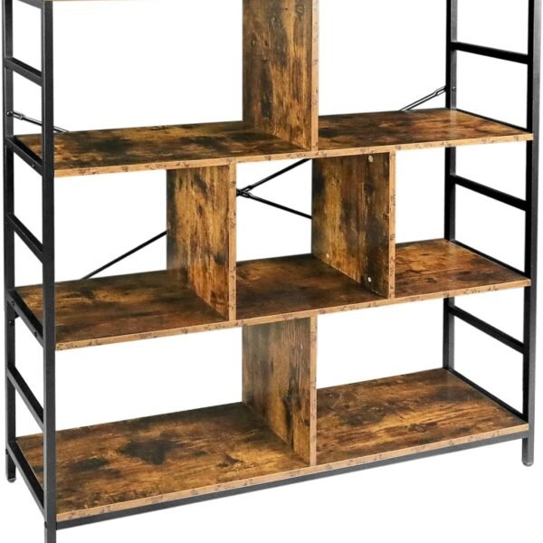 3-Tier Square Bookcase, Bookshelf for Home, Standing Bookshelf Display Cabinet with 7 Open Storage Shelves Decor Furniture for Living Room, Bedroom, Home Office - Rustic Brown