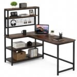 L Shaped Table | Wooden Office table with Bookshelf | Computer Desk with Storage Shelves for Home & Office | Modern Workstation Desk for Laptop, Study & Work from Home Setup  | 100 x 50 x 150 cm