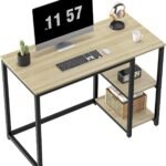 Study Table Computer Desk for Home Office with Two Storage Shelves Sturdy Home Office Desk with Large Storage Space Modern Gaming Desk Study Writing Laptop Table,120x60x75 cm, Beige (Beige)