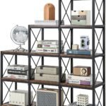 Bookshef for Home, 12 Shelves Stepped Bookshelves, 9 Cubes Bookshelf, 12 Shelves Storage Bookcase Open Display Shelf for Home Office, Brown