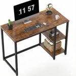 DESKIZIA Study Table Computer Desk for Home Office with Storage Shelves | Wooden Laptop & Writing Desk | Modern PC Gaming Workstation | Laptop table | Rustic Brown | 120x60x75 cm