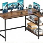 DESKIZIA L Shaped Reversible Desk| Gaming Table, Computer Corner Desk, Home Office Writing desk with Shelf, Space-Saving Workstation Table| 130x50x75 cm| Rustic Brown