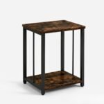 DESKIZIA 2 Tier End Table for Living Room & Bedroom | Side Table with Storage Shelf | Engineered Wood & Metal Nightstand | Sofa Side Table | Rustic Brown & Black | 40x30x55 cm
