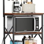 DESKIZIA Engineered Wood 4-Tier Microwave Stand | Kitchen Organizer Rack | Wooden Storage Shelf Organizer | Kitchen Rack Stand & Microwave Cabinet with Storage for Home| 60x40x125 cm